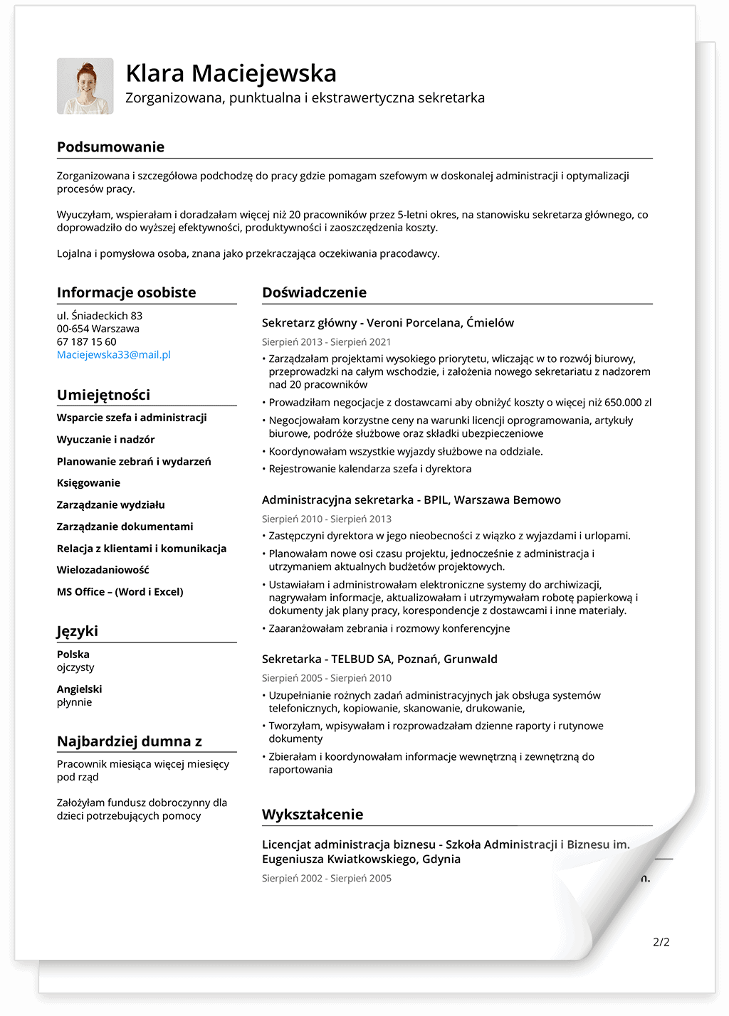 Elegancki szablon CV