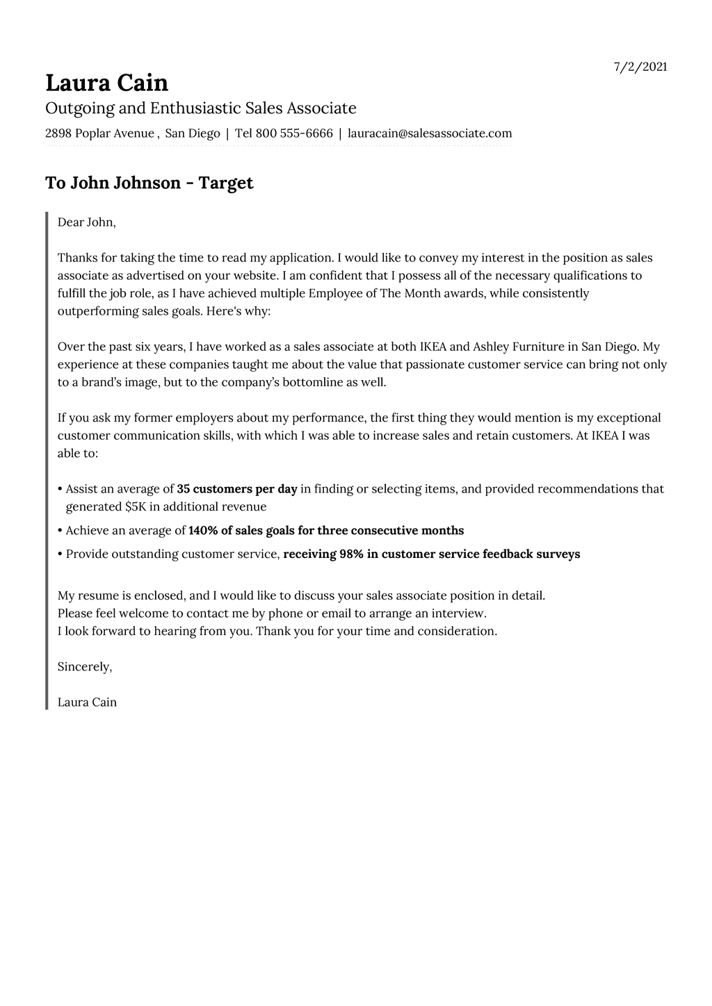 Functional Cover Letter Template