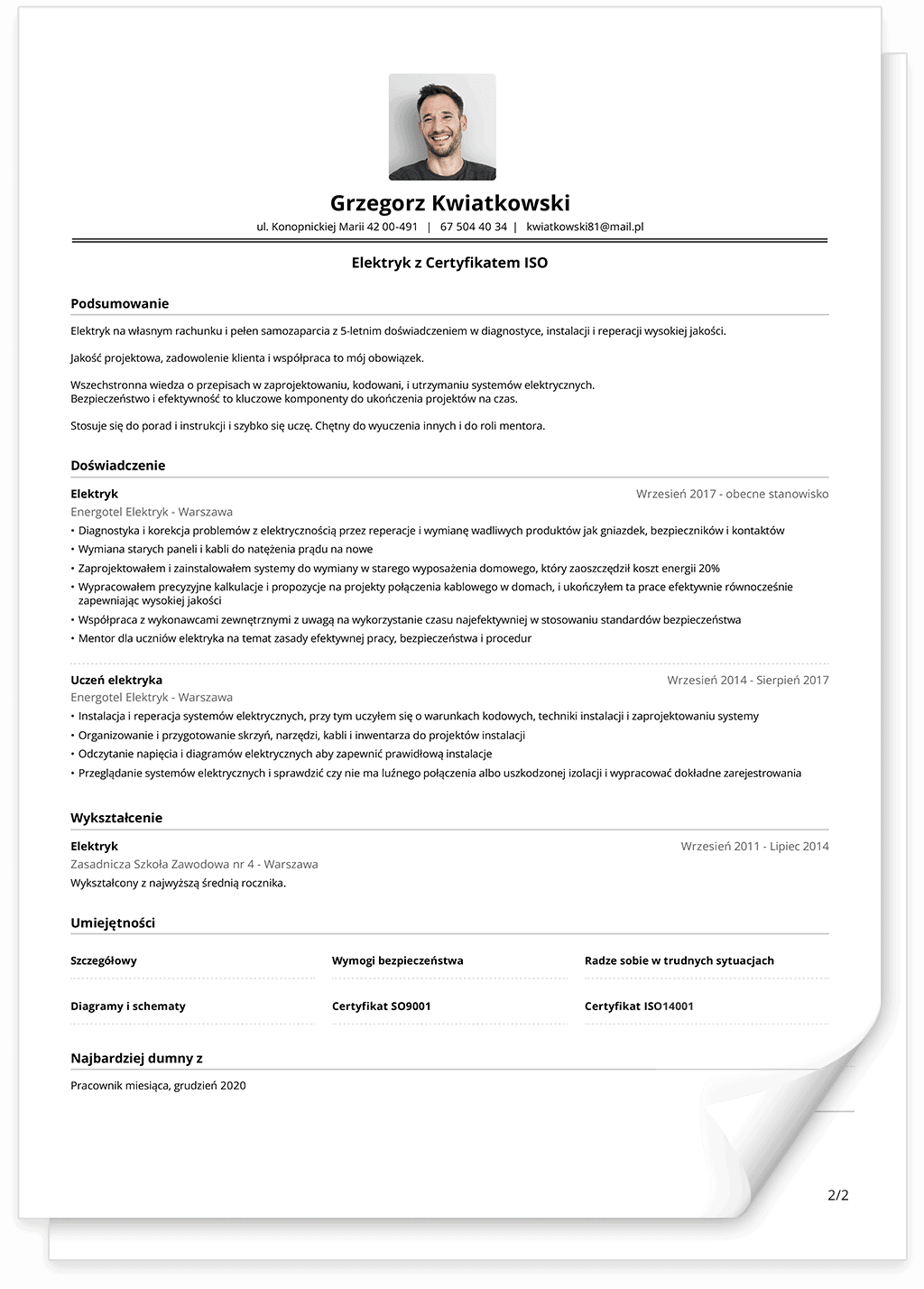 Klasyczny szablon CV