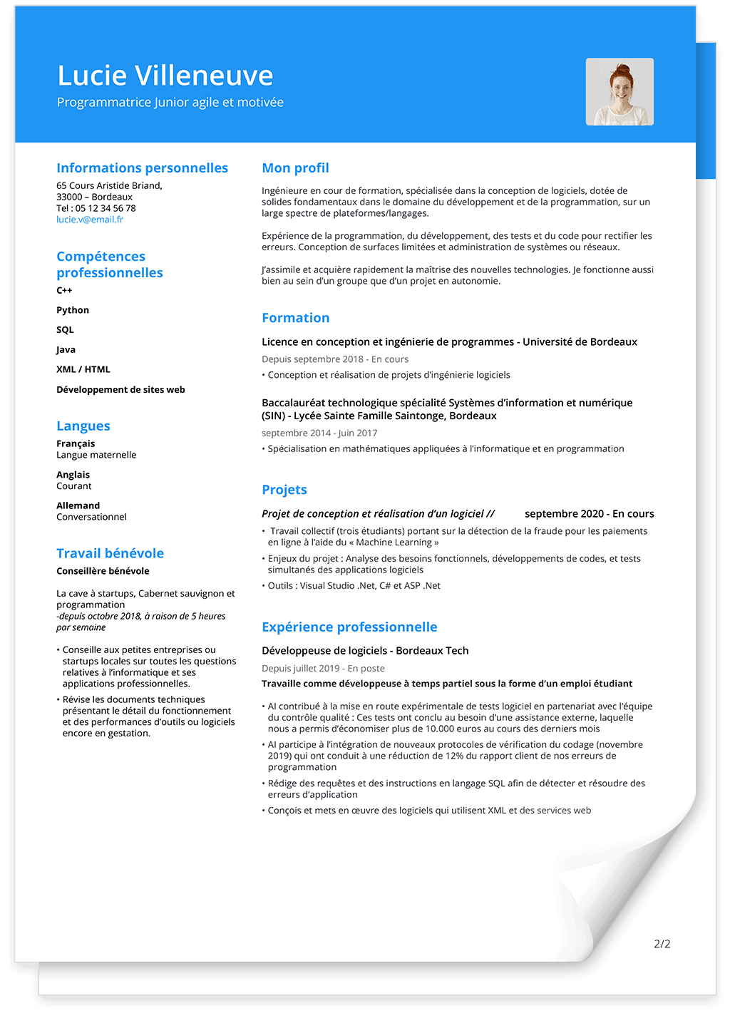 Modèle de CV étudiant