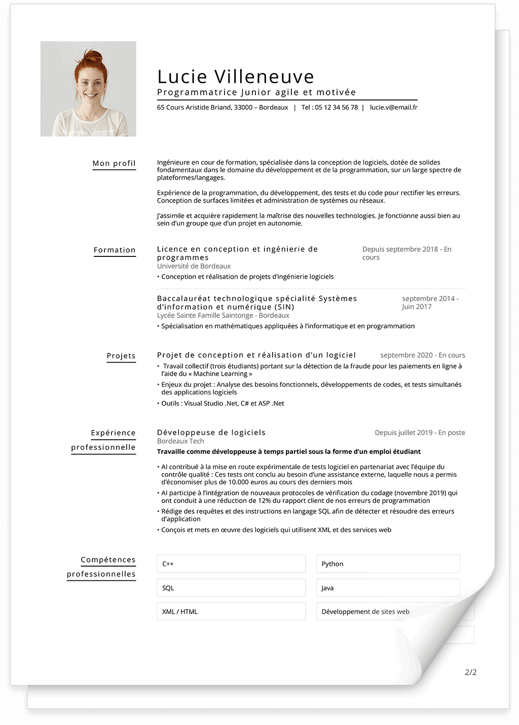 Modèle de CV minimaliste