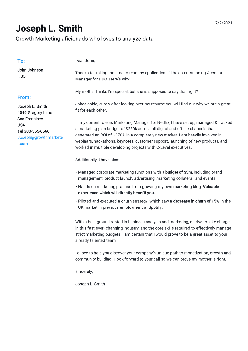 Modern Cover Letter Template