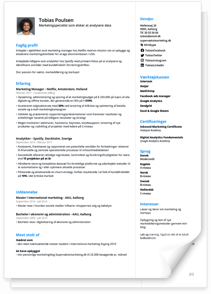 Moderne CV Skabelon