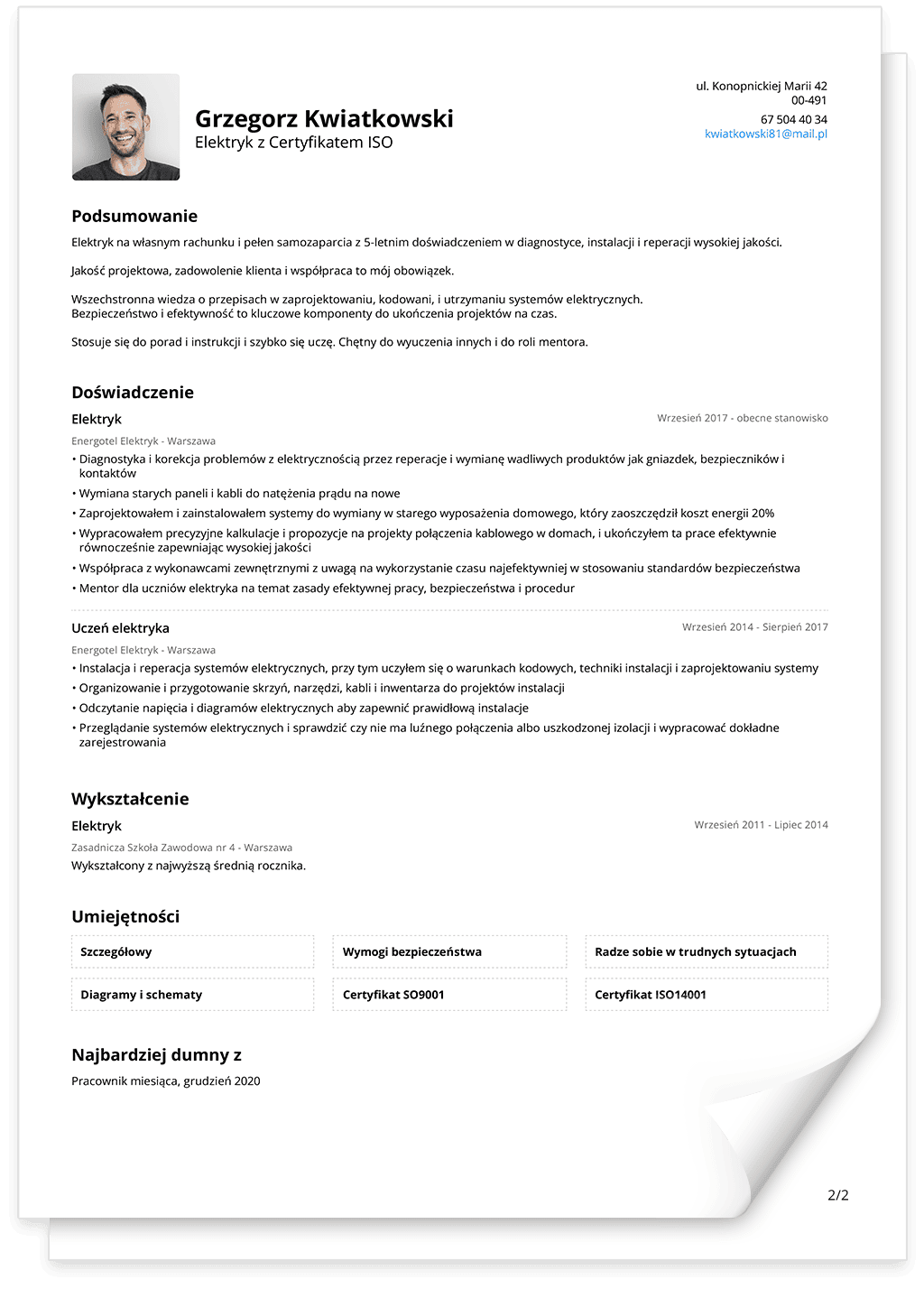 Posdstawowy szablon CV