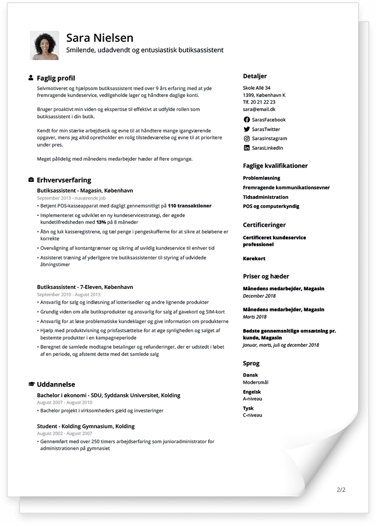 Simpel CV Skabelon